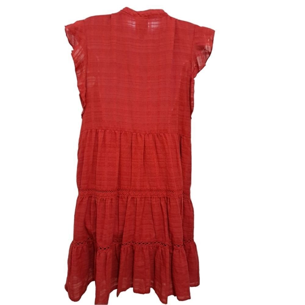 Knox Rose Red Boho Lace tiered dress Size Large - Picture 5 of 5